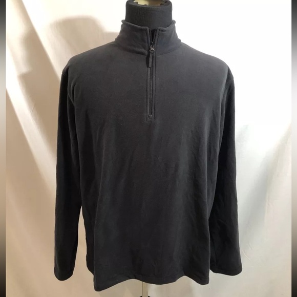Lands End Black 1/4 Zip Pullover Fleece - Men’s XL, Chest 27.5”, Length 29” - Picture 1 of 4